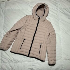 Michael Kors Beige Hooded Puffer Jacket